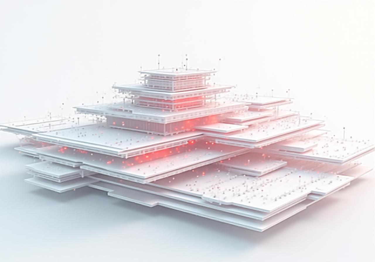 Sophisticated cross-platform architectural schematic showing nested system layers