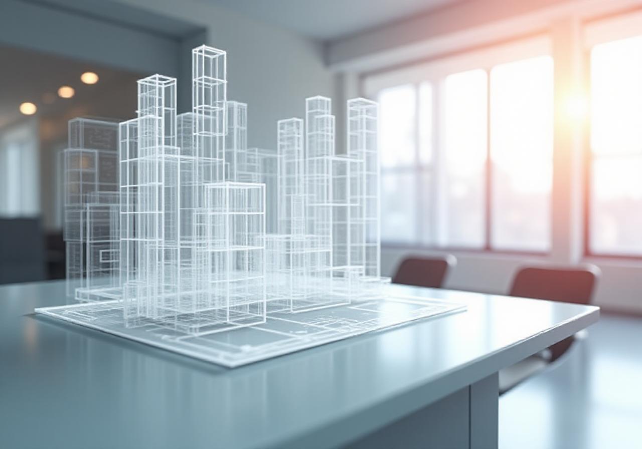 Modern architectural blueprint overlay on a digital interface